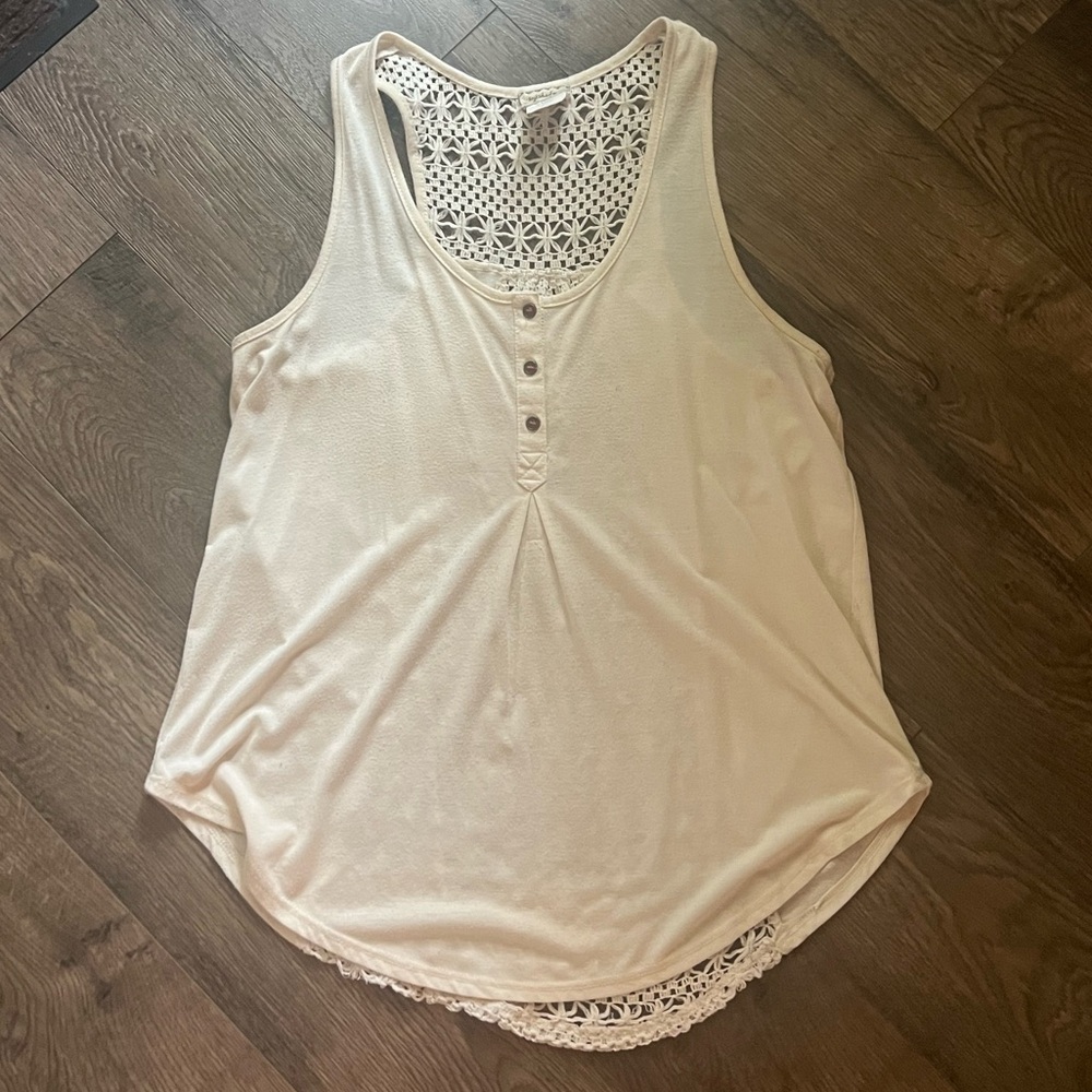 Eyeshadow Cream Crochet Accent Tank Top